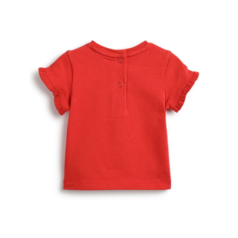 Girls Medium Red Printed Short Sleeve T-Shirt image number 1
